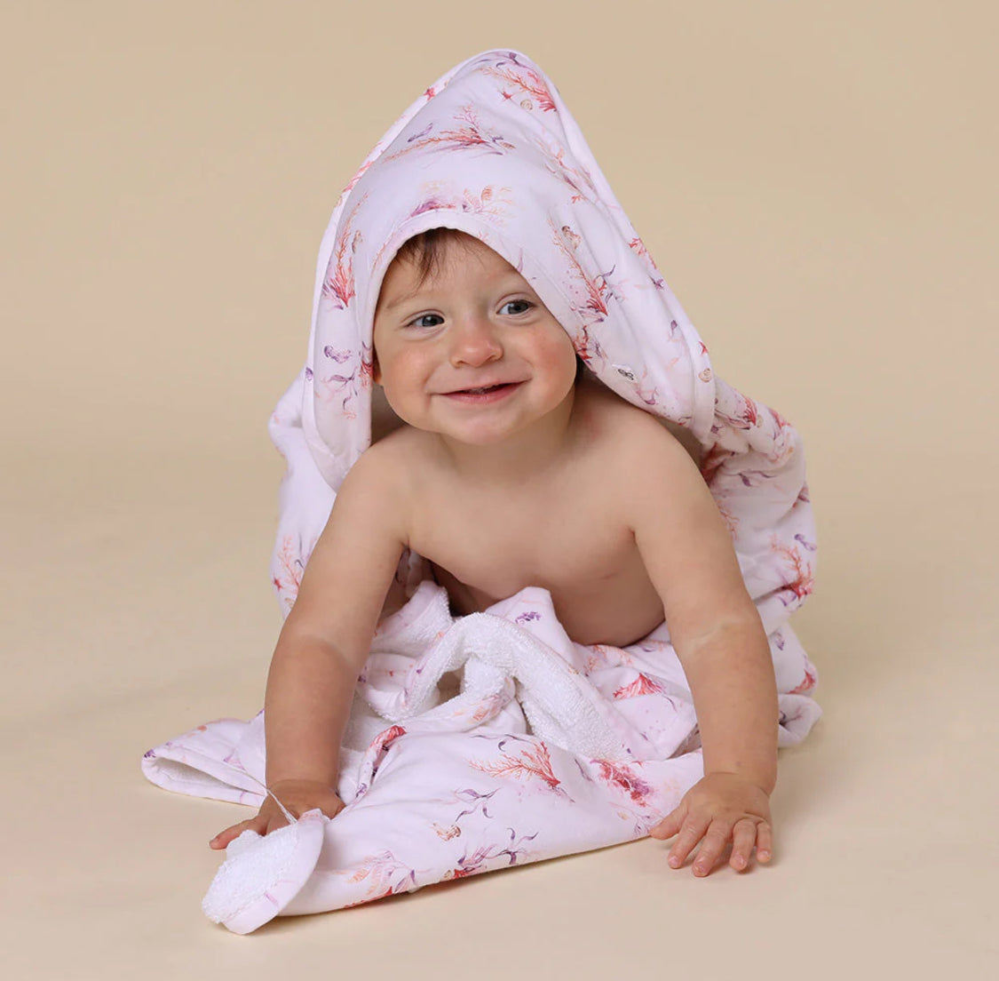 Coral Organic Hooded Baby Towel