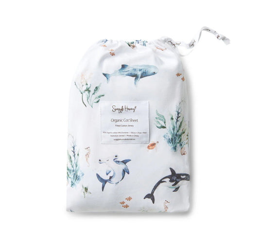 Ocean Organic Fitted Cot Sheet