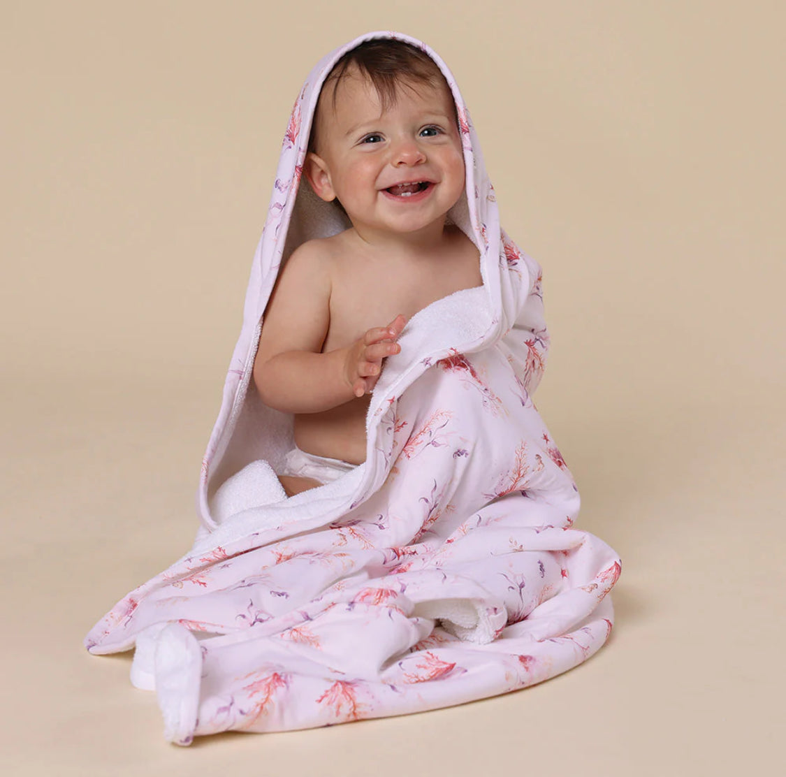 Coral Organic Hooded Baby Towel