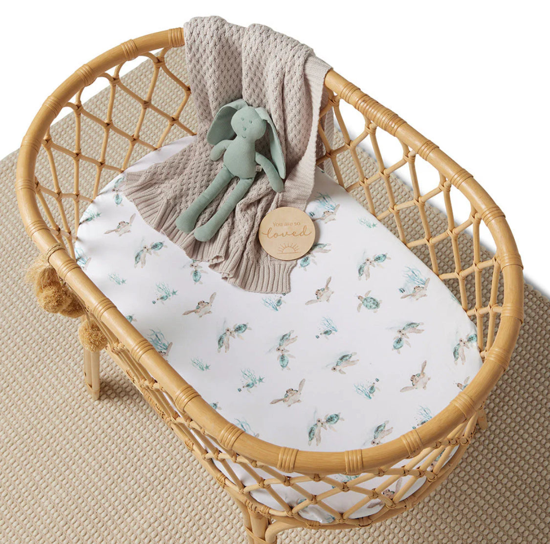 Turtle Organic Bassinet Sheet & Change Pad Cover