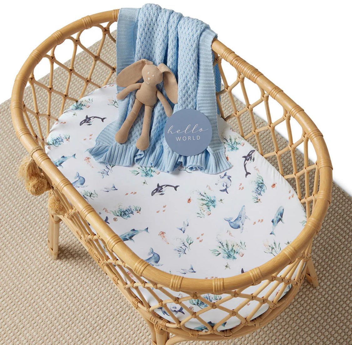 Ocean Organic Bassinet Sheet & Change Pad Cover