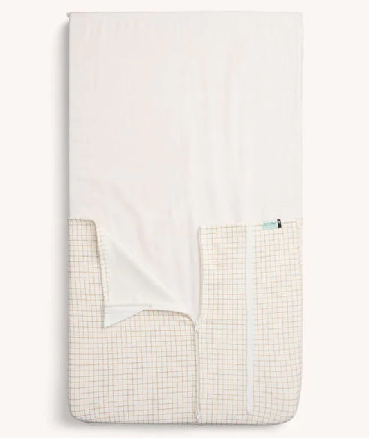 NEW Caramel Grid Baby Tuck Sheet - Cot