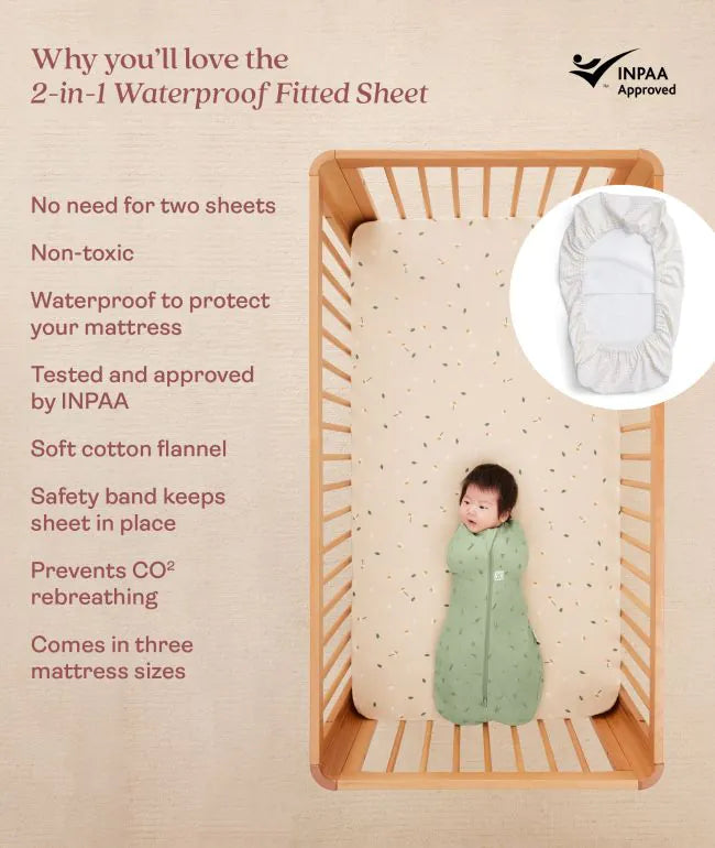 NEW Midnight Stripe 2-In-1 Waterproof Fitted Sheet - Cot