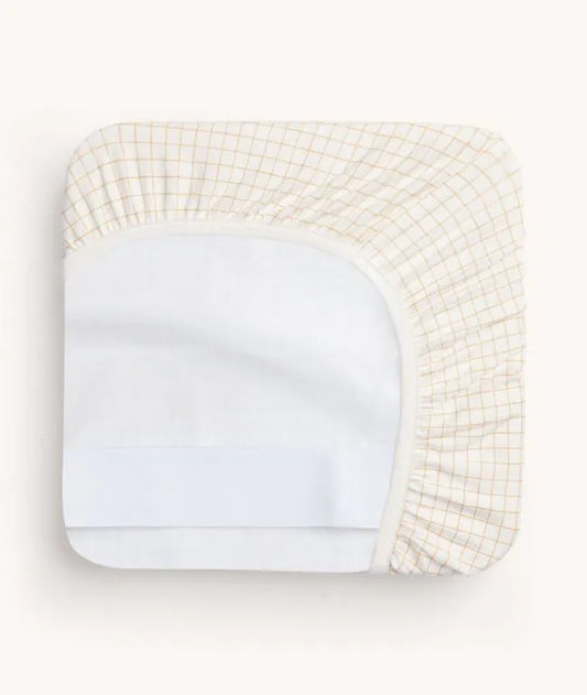 NEW Caramel Grid 2-In-1 Waterproof Fitted Sheet - Bassinet