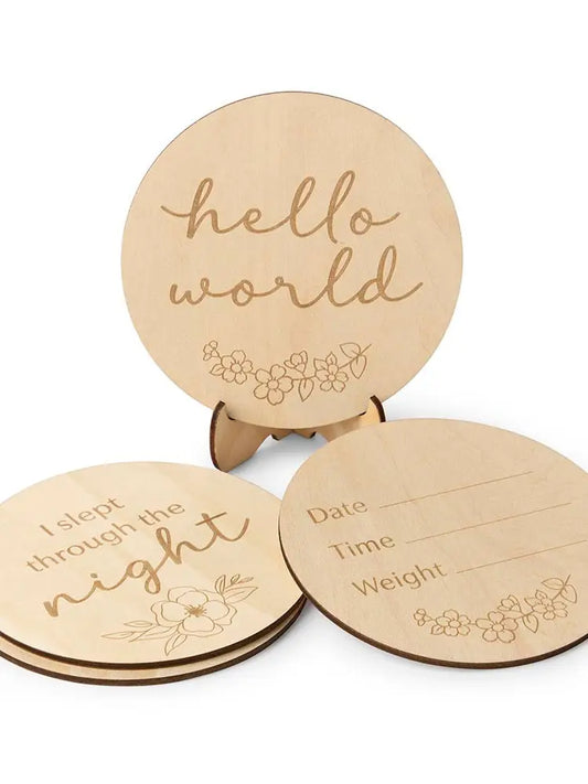 Floral Wooden Milestone Cards