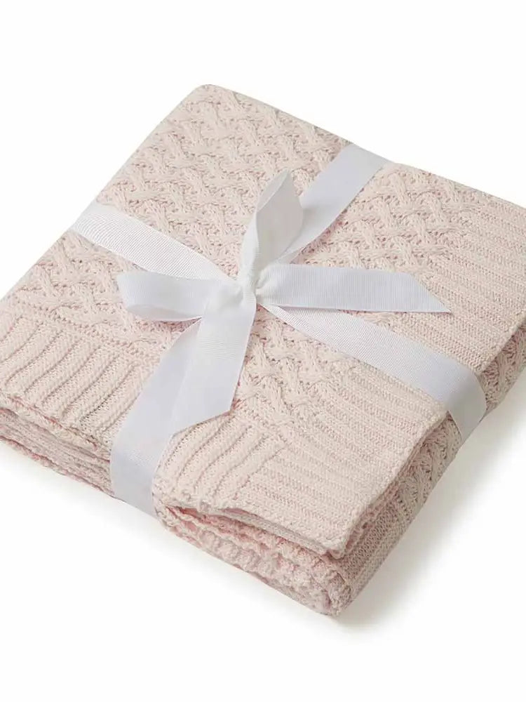 Blush Pink Diamond Knit Baby Blanket