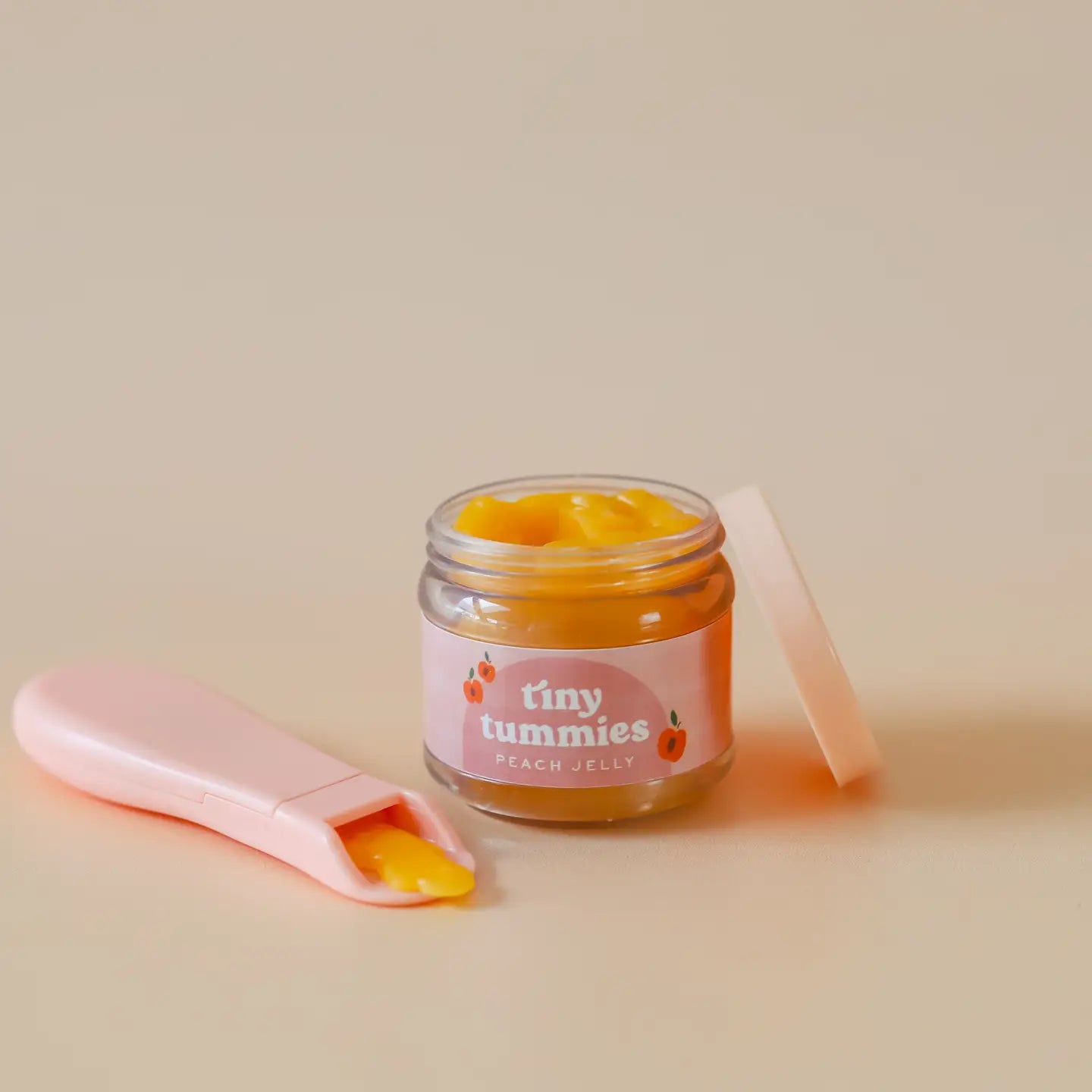 Tiny Tummies Peach Jelly Food Jar and Spoon Set