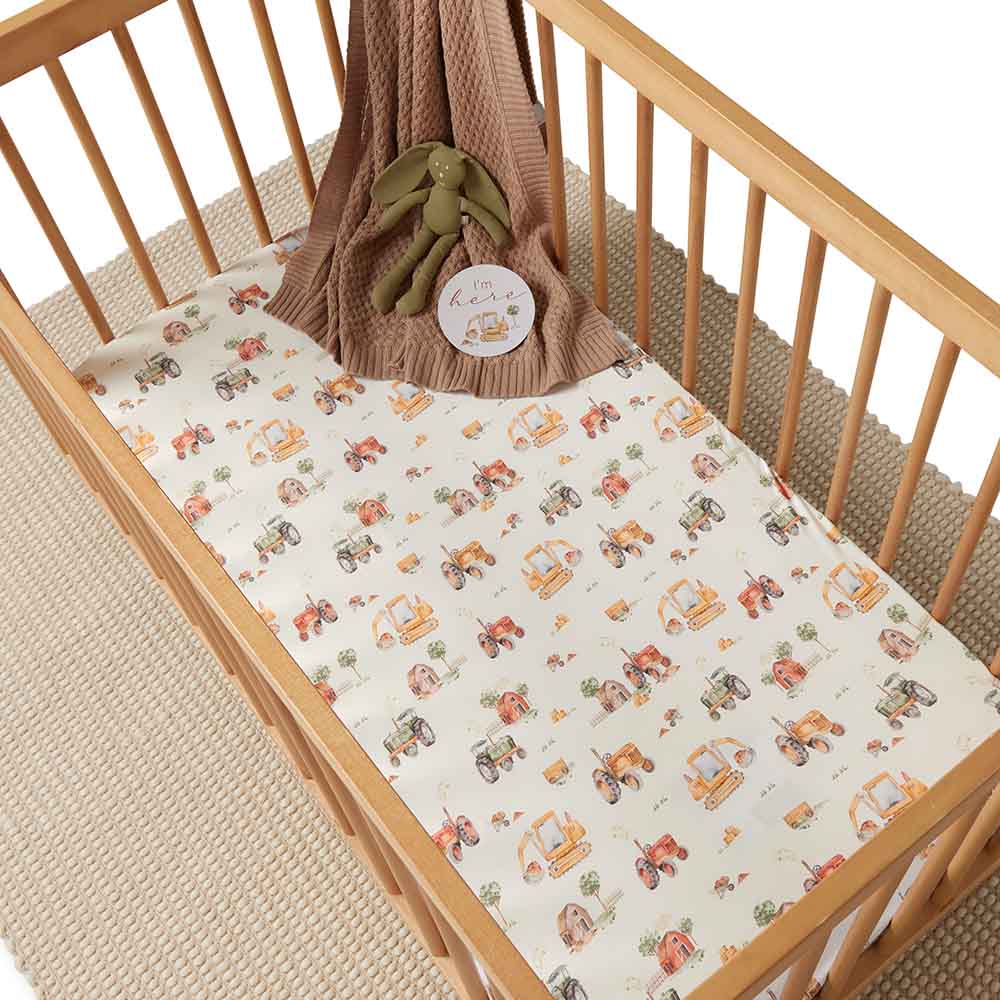 Diggers & Tractors Organic Fitted Cot Sheet