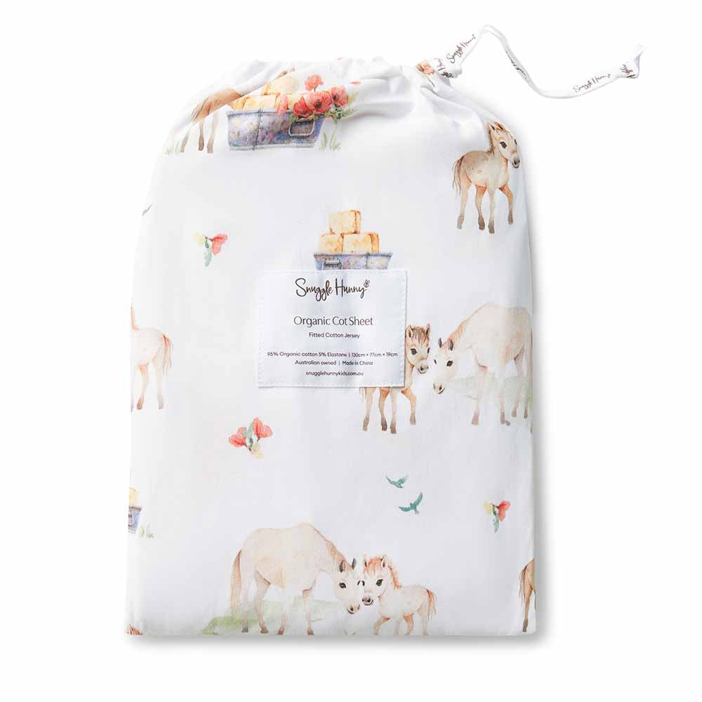 Pony Pals Organic Fitted Cot Sheet