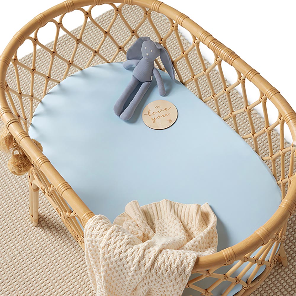 Baby Blue Bassinet Sheet & Change Pad Cover