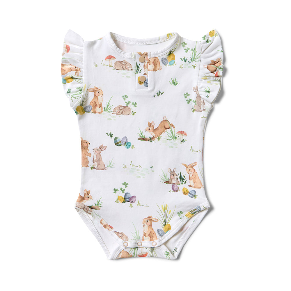 Easter Bunnies Short Sleeve Organic Bodysuit with Frill