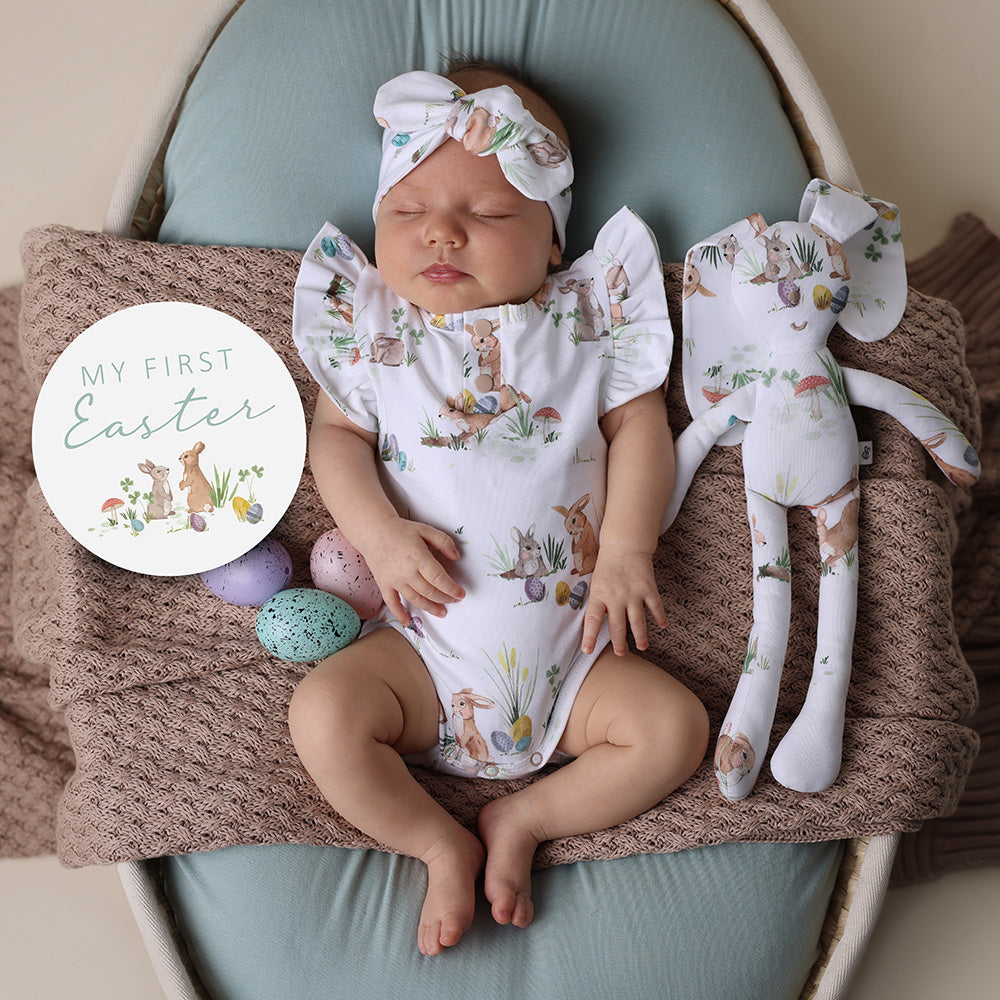 Easter Bunnies Short Sleeve Organic Bodysuit with Frill