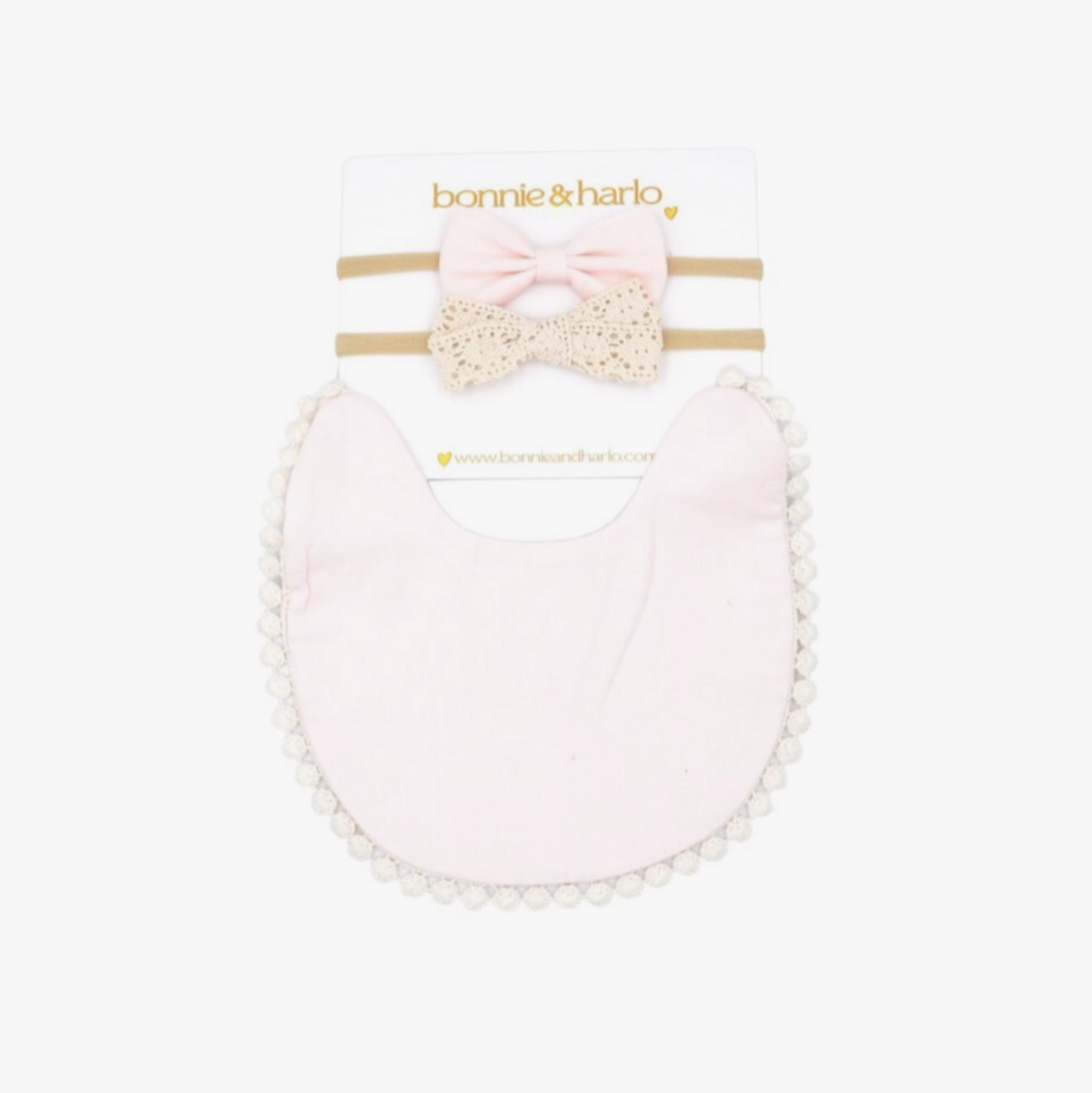 Pink bib & bow set