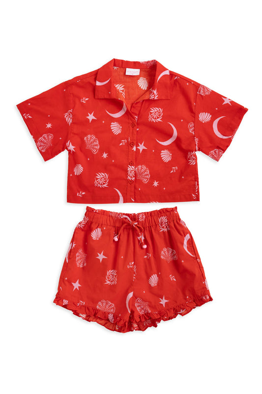 Yardage Shirt & Short Set - Mykonos Red